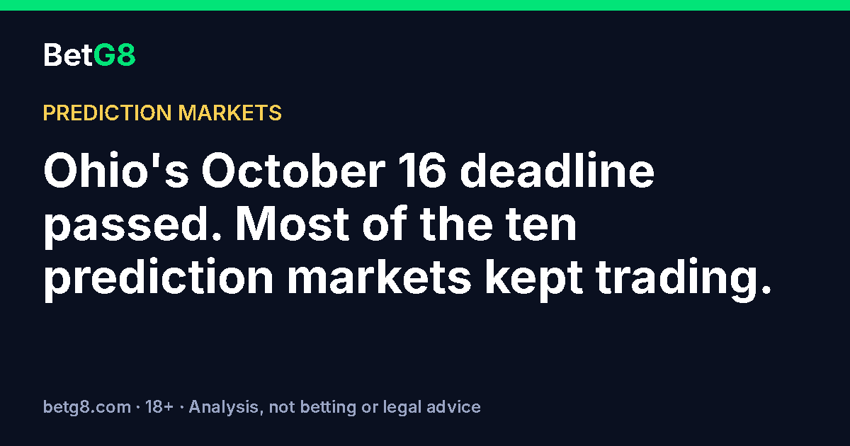 Ohio's October 16 deadline passed and most of the ten prediction markets kept trading