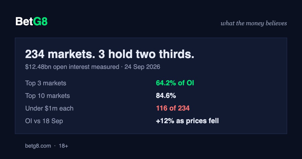 Open interest concentration across 234 perpetual futures markets